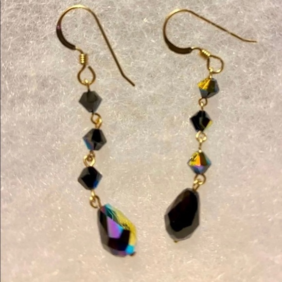 10k gold Iridescent Dangling Earrings - Picture 3 of 8